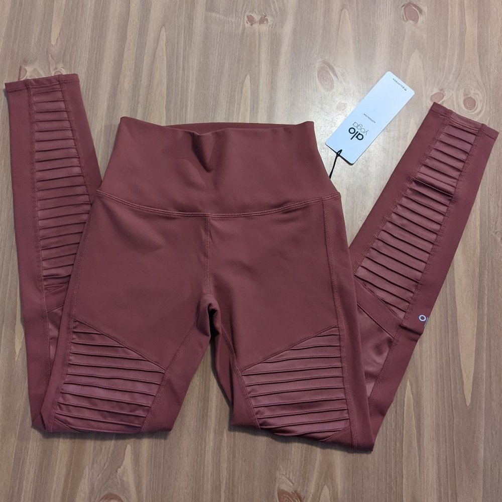 NWT Alo Yoga High Rise Moto Leggings in Earth Sz M - Picture 9 of 12